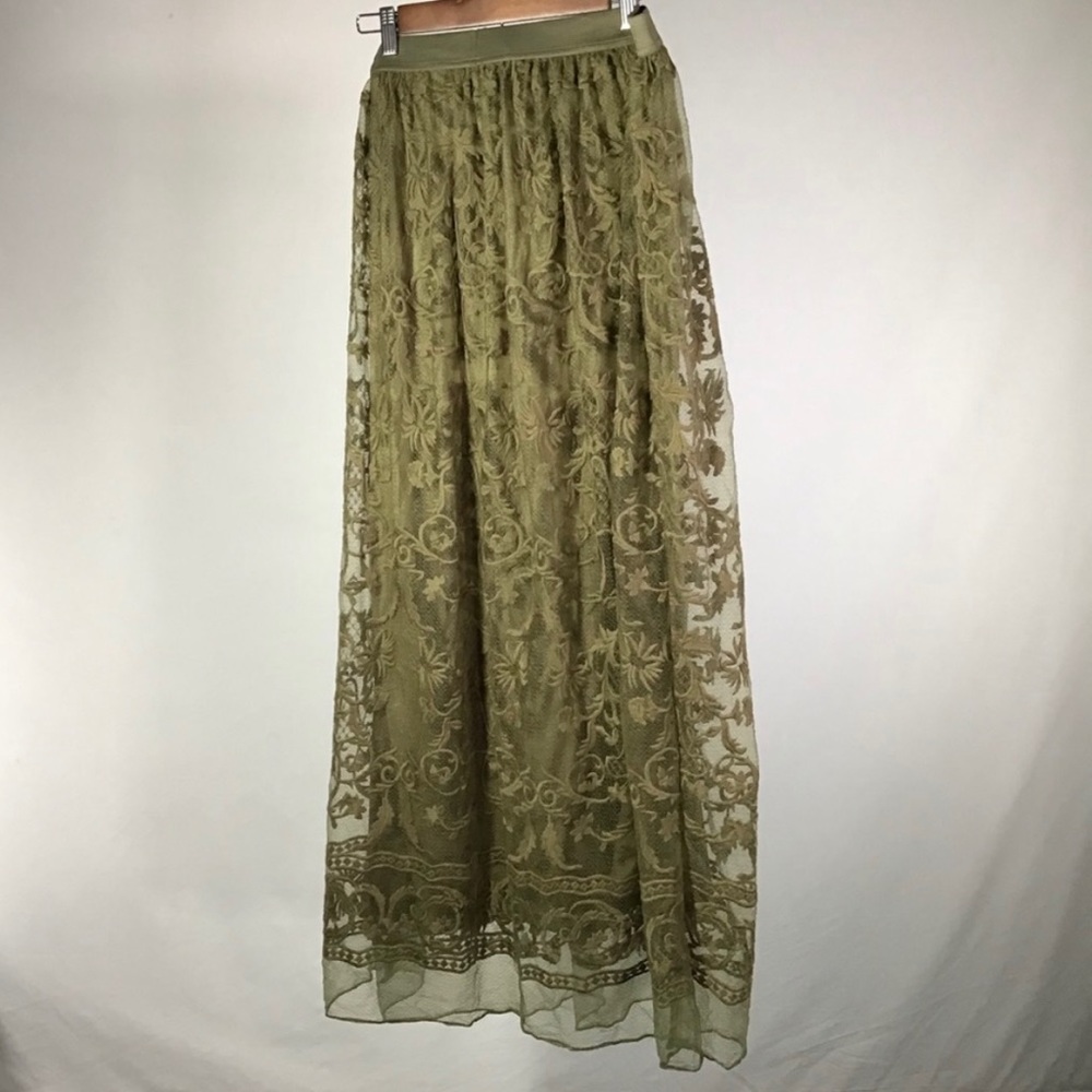 Elegant Olive Green Maxi Skirt